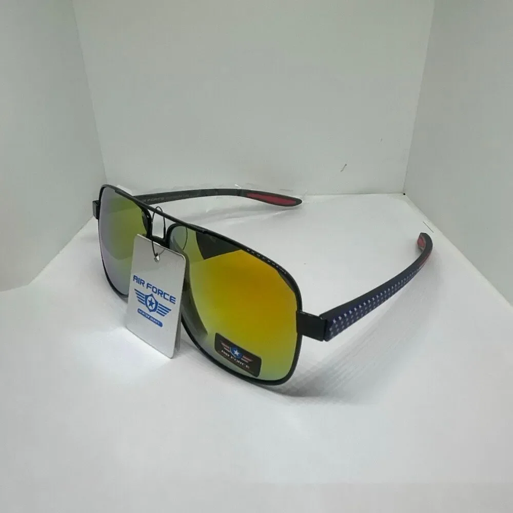 Air Force Aviator Mirrored Sunglasses Patriotic UV400 Classic Pilot Style
